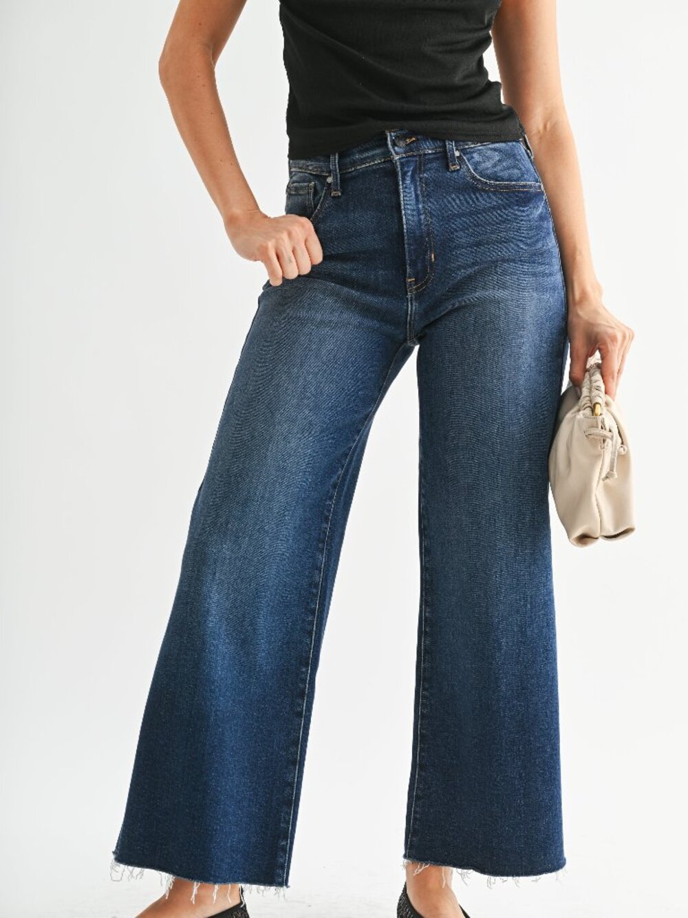 Just Black Dark Blue Wide Leg Jeans